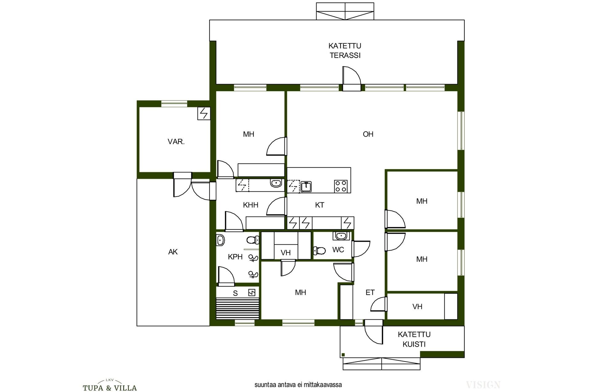 5 h, k, khh, kph, sauna, wc, arkiet., ak ja var.