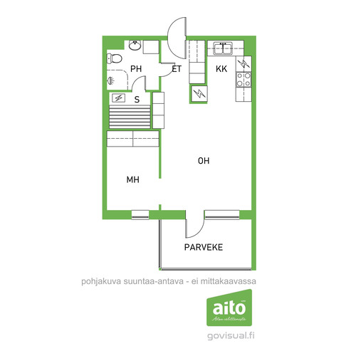 Kerrostalo, Riihimäki, Riihikatu 1 A 8, 1h, kk, alkovi, kph/wc, s, p, 36,00m², 105 000,00 €