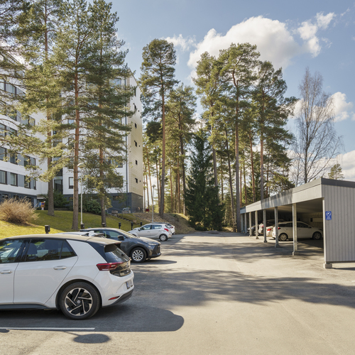 Juuri uusittu p-paikka ja autokatos