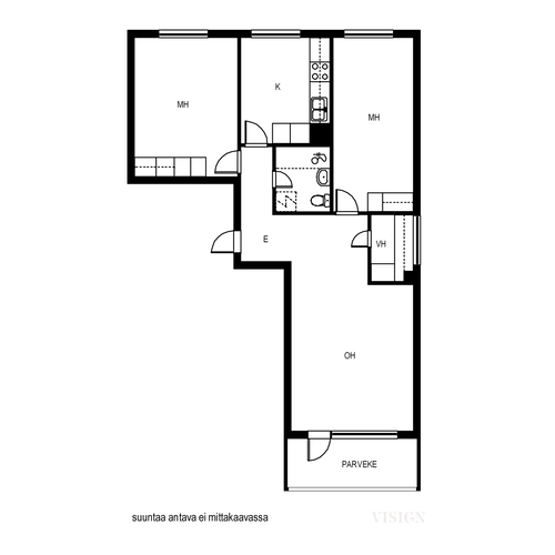Kerrostalo, Valkolammentie 26 C, Loviisa, Valko, 3h, k, kph, vh, p, 74,50 m², 570,00 €/kk