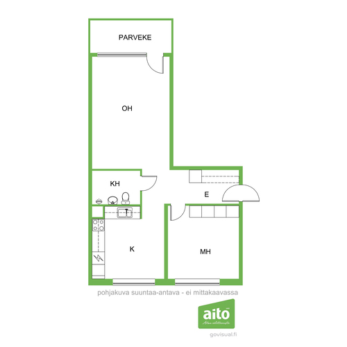 Kerrostalo, Mikkeli, Haukivuori, Keskustie 59, 2h, k, kph, lasp, 56,00m², 500,00 €/kk
