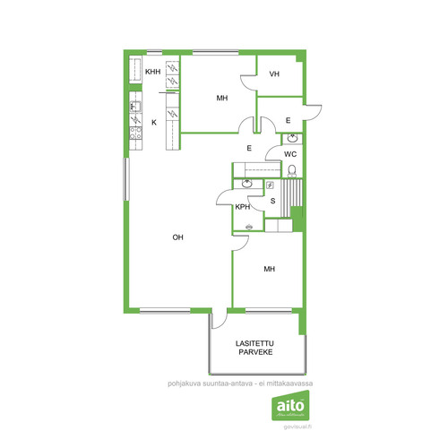 Kerrostalo, Riihimäki, Keskusta (Peltokylä), Torikatu 10, 3h, k, wc, vh, kph, sauna, las.parv., 78,00m², 137 000,00 €
