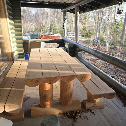 Kuisti, ilta-aurinko.