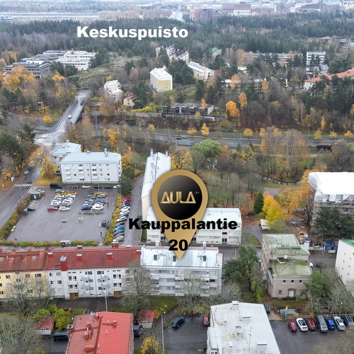 Ilmakuva idästä, keskuspuistoon on noin 500m matkaa Ilmakuva idästä, keskuspuistoon on noin 500m matkaa