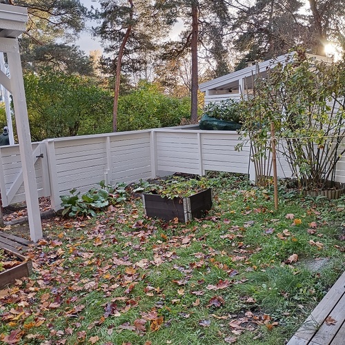 Maalattu pihaa kiertävä aita