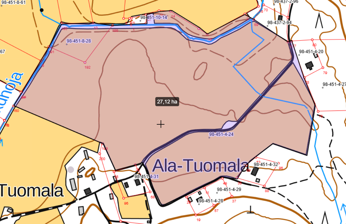 Myytävä alue noin 27,1 ha