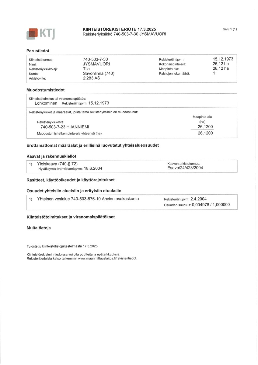 Kiinteistörekisteriote