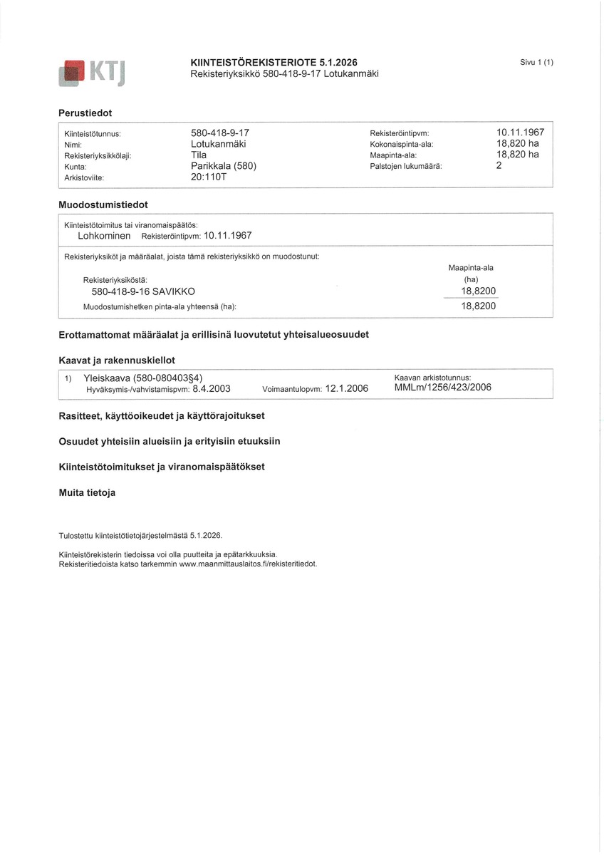 Kiinteistörekisteriote