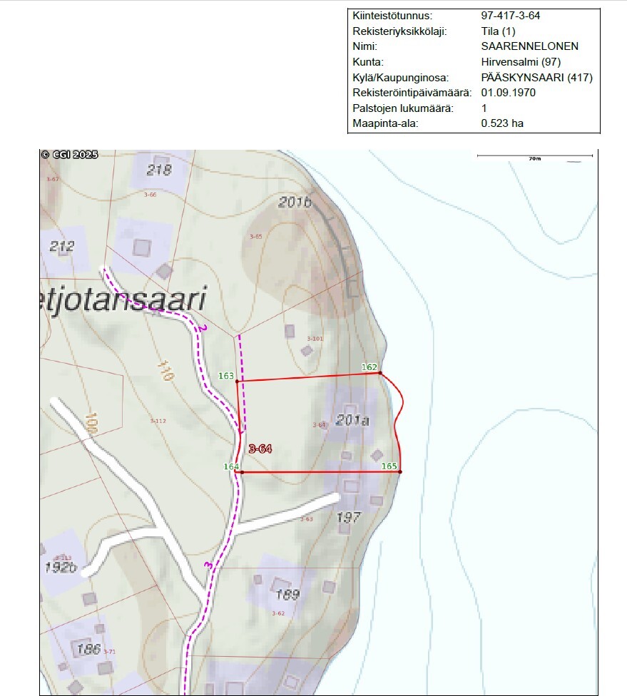 Tällä kiinteistöllä kaavassa rakennuspaikka