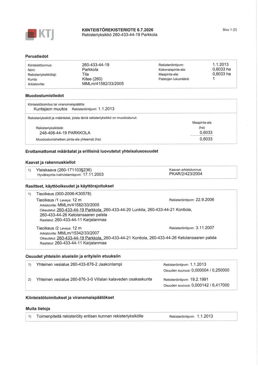 Kiinteistörekisteriote